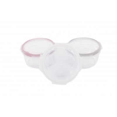 Set 3 Mini Caserole stocare si depozitare mancare BO Jungle pentru bebelusi roz din sticla cu capac 360 ml - SOLBJB500500