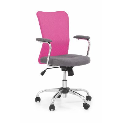 Scaun birou copii hm andy, mecanism balans, inaltime ajustabila, stofa/piele ecologica, cu brate, 102 kg, roz drm8626