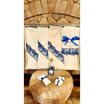 Trusou botez baietei cu dantela albastra MDDR062