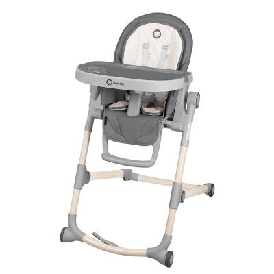 Lionelo - Scaun de masa Reglabil Cora Stone Pliabil din Metal, Plastic, Bumbac, Gri BYNLO-CORA_STONE