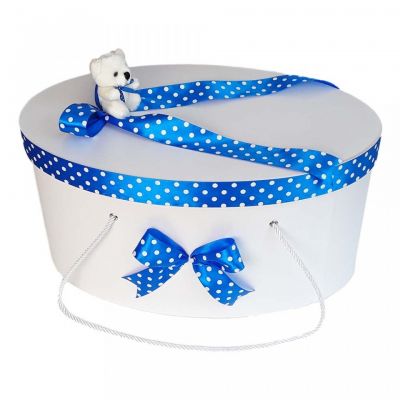 Cutie trusou botez fundite albastre cu buline si ursulet Baieti Denikos® 2 NKO1640