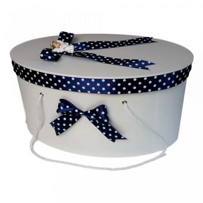 Cutie trusou botez fundite bleumarin cu buline si ingeras pentru baieti Denikos® 6 NKO1636