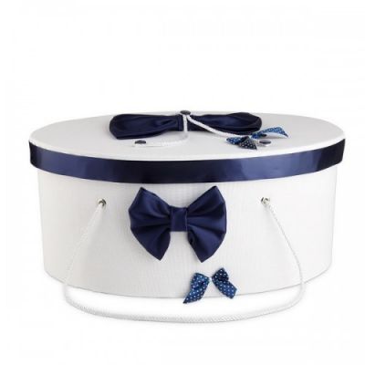 Cutie trusou decorata cu funde bleumarine Baietel NKTR006-C NKO1345