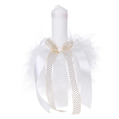 Lumanare botez cu floricele crem unisex Denikos® 51 NKO1565