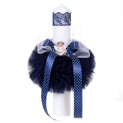 Lumanare botez cu ingeras pentru baieti decor bleumarin Denikos® 64 NKO1578