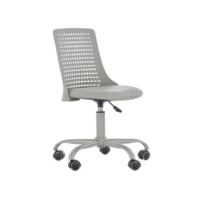 Scaun birou copii din polipropilena hm pure, piele ecologica, baza vopsita, inaltime reglabila, roti pivotante, 80 kg, gri drm8673