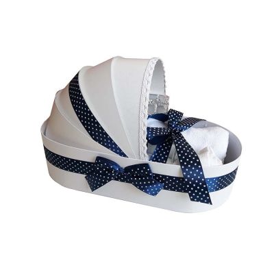 Trusou botez design landou cu decor bleumarin buline pentru Baietel Denikos® 134 NKO1689