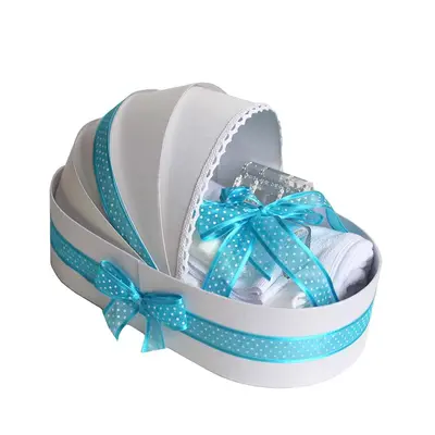 Trusou botez complet in cutie landou decor turcoaz pentru Baieti Denikos&reg; 138 NKO1693