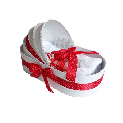 Trusou de botez complet pentru Fete Denikos® 136 rosu cu buline in cutie landou  - NKO1691