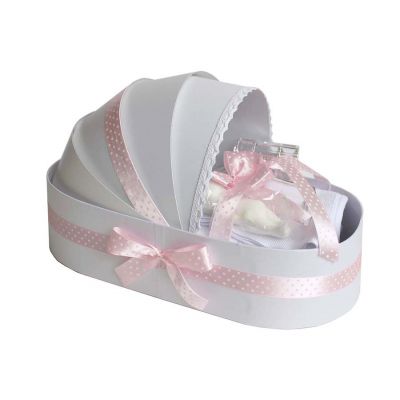 Trusou botez roz cu buline pentru Fete in cutie model landou Denikos® 137 NKO1692