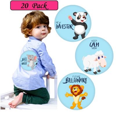 Set Stickere pentru Fotografii copii Funny Animals Baby Milestone Stickers pentru baieti -15 cm diametru