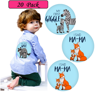 Set Stickere Fotografii Bebelusi My First - Baby Milestone Stickers pentru baieti 15 cm diametru