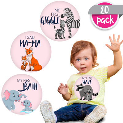 Set stickere foto bebeluse model My First Baby Milestone Stickers pentru Fetite - 15 cm diametru