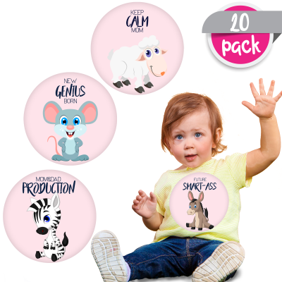 Set Stickere pentru Fotografii copii Funny Animals Baby Milestone Stickers pentru Fetite - 15 cm diametru