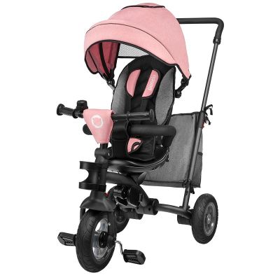 Lionelo - Tricicleta Tris Candy Mecanism de pedalare libera, Suport picioare, Control al directiei, Scaun reversibil, Rotire 360 grade, Pliabila, Roz/Gri BYNLO-TRISCANDY_ROSE/GREY