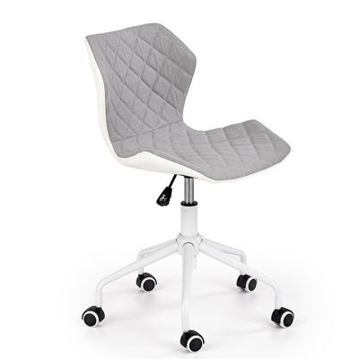Scaun birou copii hm matrix 3, stofa/piele ecologica, inaltime reglabila, rotire 360 ˚, roti pivotante, 100 kg, gri/ alb drm8782