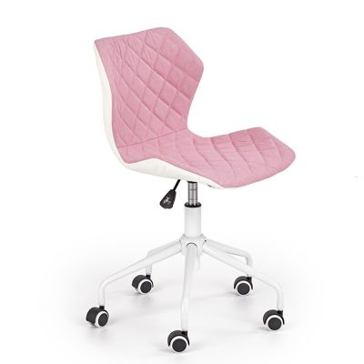 Scaun birou copii hm matrix 3, stofa/piele ecologica, inaltime reglabila, rotire 360 ˚, roti pivotante, cadru metalic vopsit, 100 kg, roz/ alb drm8783
