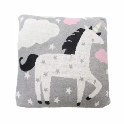 Perna decor bumbac unicorn gri/roz tnabg045