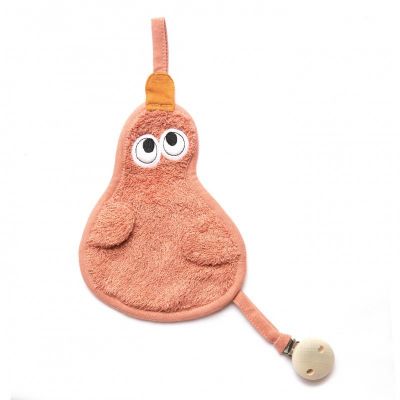 Textil din bambus pentru dentitie cu agatatoare suzeta din lemn para apricot blush tnatm-tutee-533