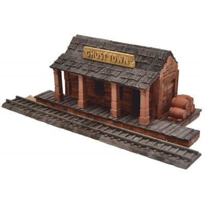 Kit constructie caramizi Wise Elk Statie tren din Orasul Fantomelor 320 piese reutilizabile - SOLWS7053
