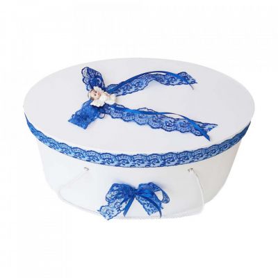 Cutie trusou botez dantela albastra si ingeras pentru baiat Denikos® 382 NKO1939