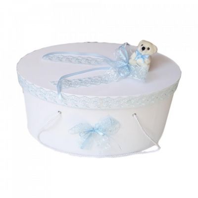 Cutie trusou botez dantela bleu si ursulet Baietei Denikos® 394 NKO1951