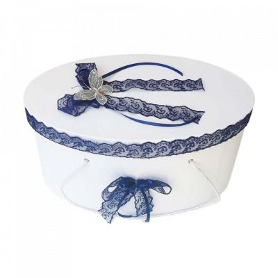 Cutie trusou botez dantela bleumarin si fluturas pentru baiat Denikos® 380 NKO1937