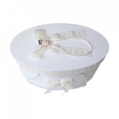 Cutie trusou botez dantela crem / ivoire si ingeras baieti Denikos® 386 NKO1943