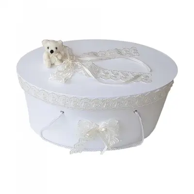 Cutie trusou botez dantela crem / ivoire si ursulet Unisex Denikos&reg; 397 NKO1954