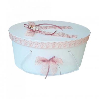 Cutie trusou botez dantela dusty rose si ingeras pentru fete Denikos® 390 NKO1947