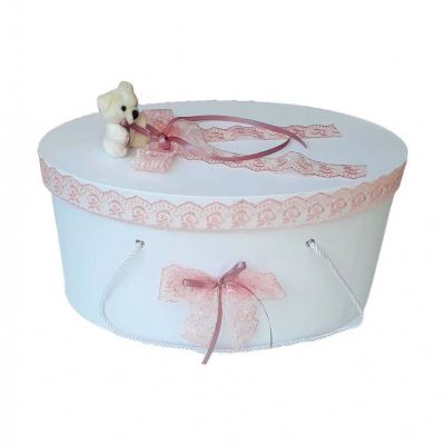 Cutie trusou botez dantela dusty rose si ursulet fetita Denikos® 400 NKO1957