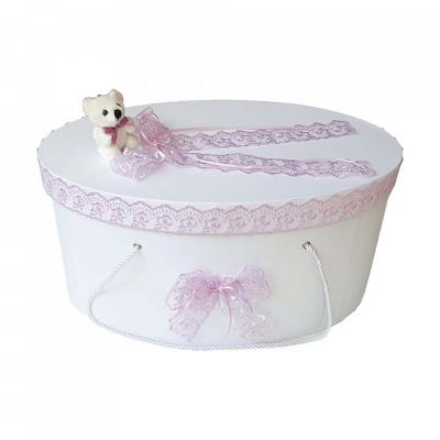 Cutie trusou botez pentru fete cu dantela lila si ursulet Denikos® 392 NKO1949