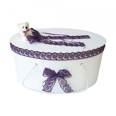 Cutie trusou botez pentru fetite dantela mov si ursulet Denikos® 398 NKO1955