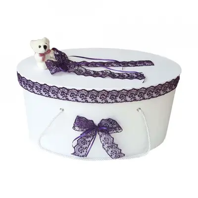 Cutie trusou botez pentru fetite dantela mov si ursulet Denikos&reg; 398 NKO1955