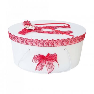 Cutie trusou botez fetita dantela rosie si ingeras Denikos® 389 NKO1946