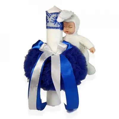 Lumanare de botez jucarie iepuras decor albastru Baiat Denikos® 402 NKO1959