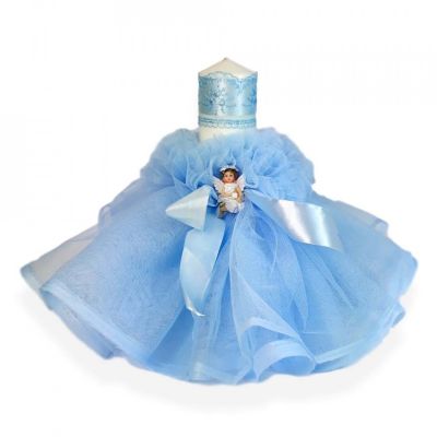 Lumanare botez tul bleu Baieti fundita asortata si ingeras Denikos® 406 NKO1963