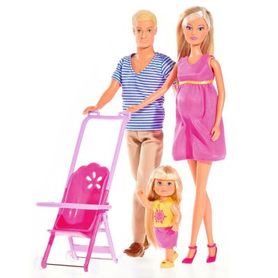 Set simba papusi steffi love happy family cu 3 papusi, carucior si accesorii hubs105733200