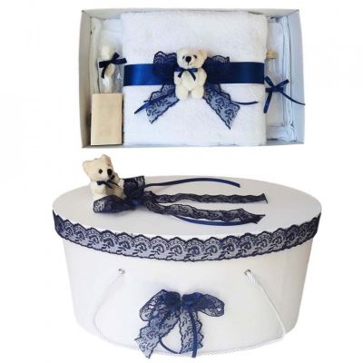 Set trusou botez si cutie trusou, dantela bleumarin pentru Baieti Denikos® 458 NKO2015