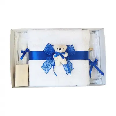 Trusou de botez pentru baiat cu dantela albastra si ursulet Denikos&reg; 434 - NKO1991