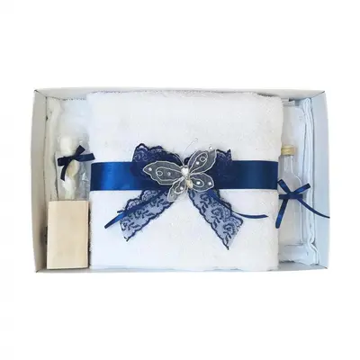 Trusou botez cu dantela bleumarin si fluturas pentru Baietel Denikos 415 - NKO1972