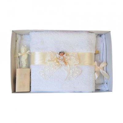 Trusou pentru botez cu dantela ivoire Unisex si ingeras Denikos® 428 NKO1985