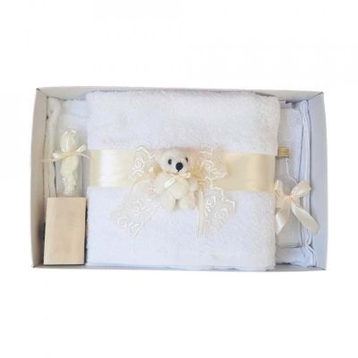Trusou de botez Unisex, cu dantela ivory si ursulet Denikos® 438 NKO1995