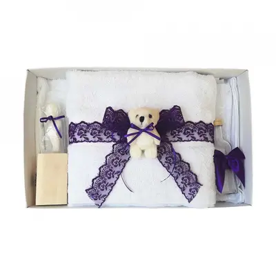 Trusou de botez cu dantela mov si ursulet pentru fetite Denikos&reg; 441 NKO1998