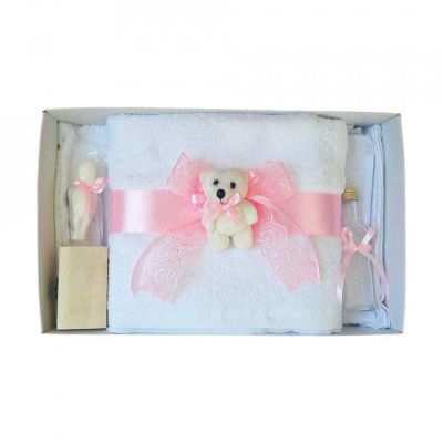 Trusou Fetite botez cu dantela roz si ursulet Denikos® 444 - NKO2001