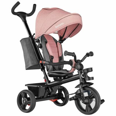 Lionelo - Tricicleta Haari Bubblegum Suport picioare, Control al directiei, Scaun reversibil, Rotire 360 grade, Pliabila, Roz BYNLO-HAARI_BUBBLEGUM