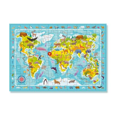 Puzzle - harta animalelor lumii (80 piese)