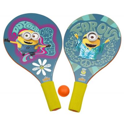Set 2 palete pentru plaja Saica Minions din lemn cu minge inclusa pentru copii - SOLSA2824
