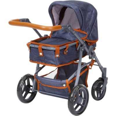 Carucior pentru papusi cu maner reversibil Juna Dark Blue BBX63530