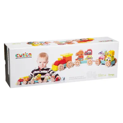 Jucarie Din Lemn, Cubika, "Trenulet Cu Masinute" KRT13999